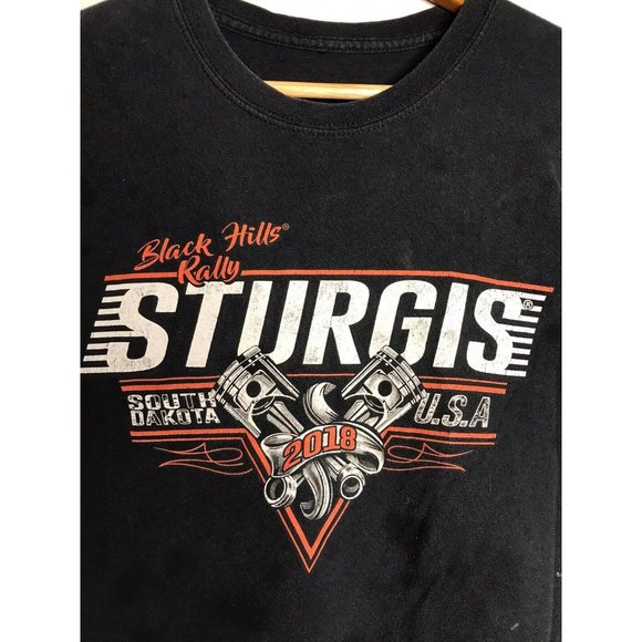 Sturgis Black Hills Rally 2018 Motorcycle Biker Men's 2XL Distressed T-Shirt - Picture 3 of 5